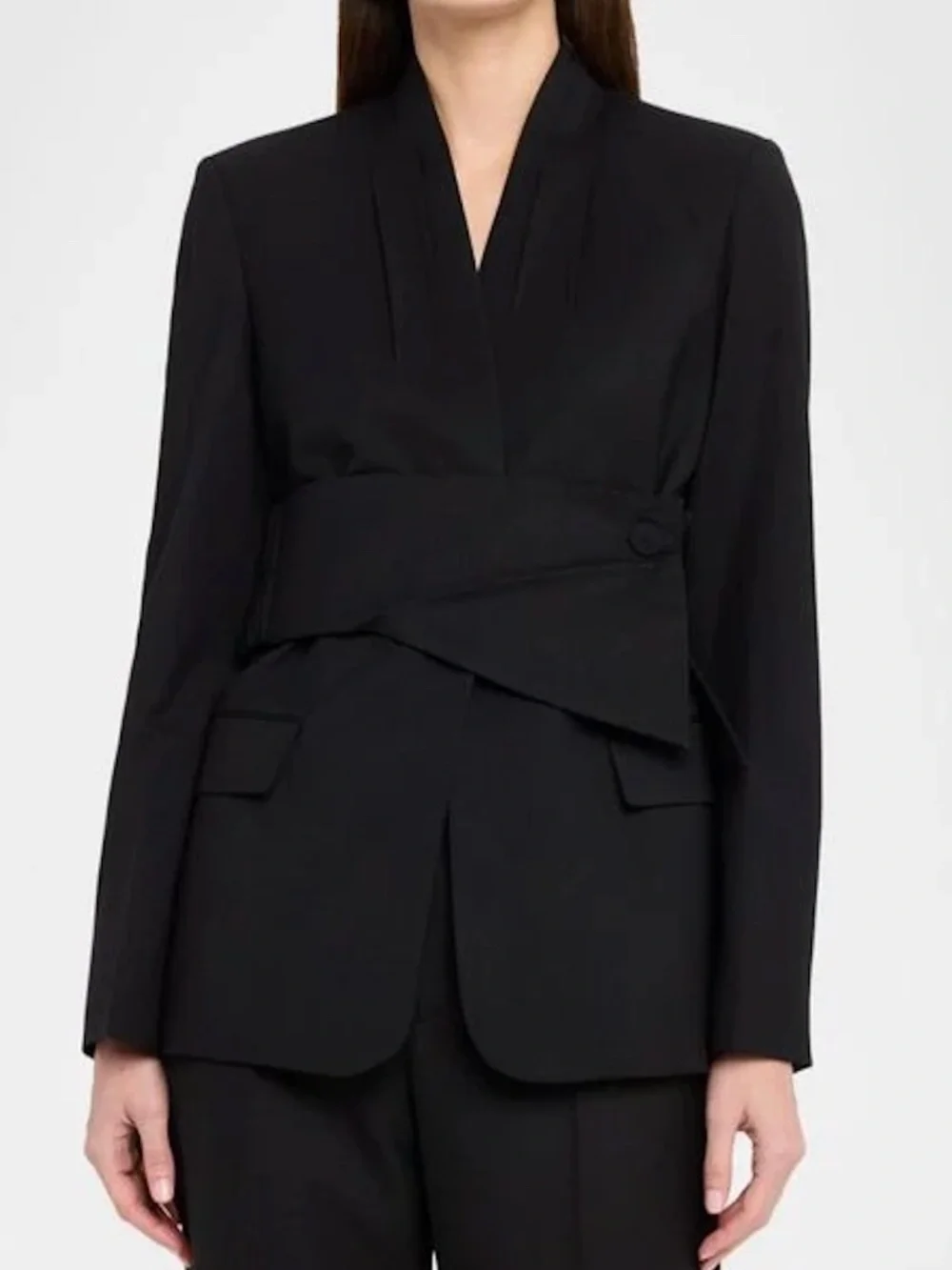 TWP After Five Collarless Blazer Black Virgin Wool Silk Lining Sz M NWT $1295 - Picture 1 of 12